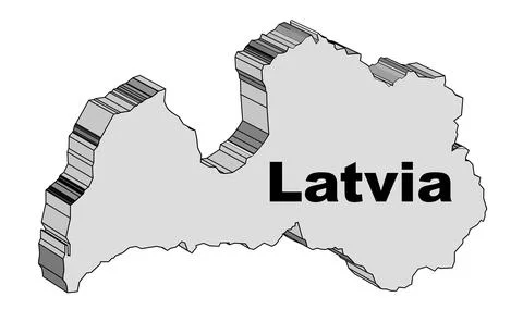 Latvia 3D Map Stock Illustration