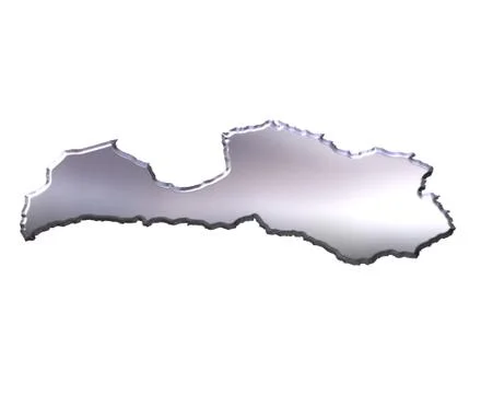 Latvia 3D Silver Map Stock Illustration