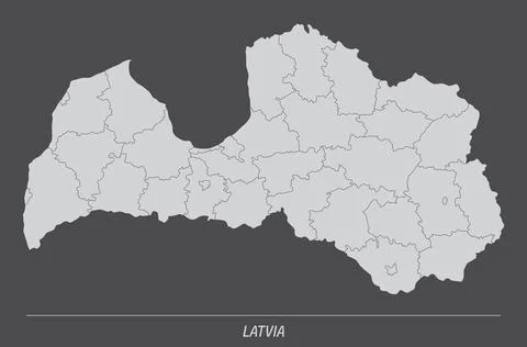 Latvia administrative map Stock Illustration