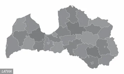 Latvia administrative map Stock Illustration