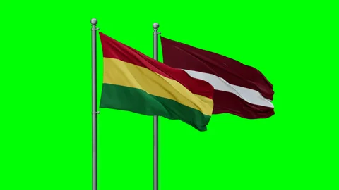 Latvia and Bolivia two flags Stock Footage 293204030