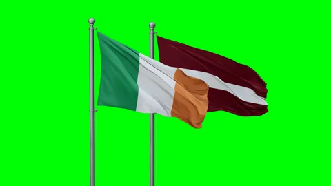 Latvia and Ireland two flags Stock Footage 289643531