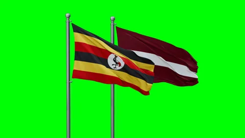 Latvia and Uganda two flags Stock Footage 292823121