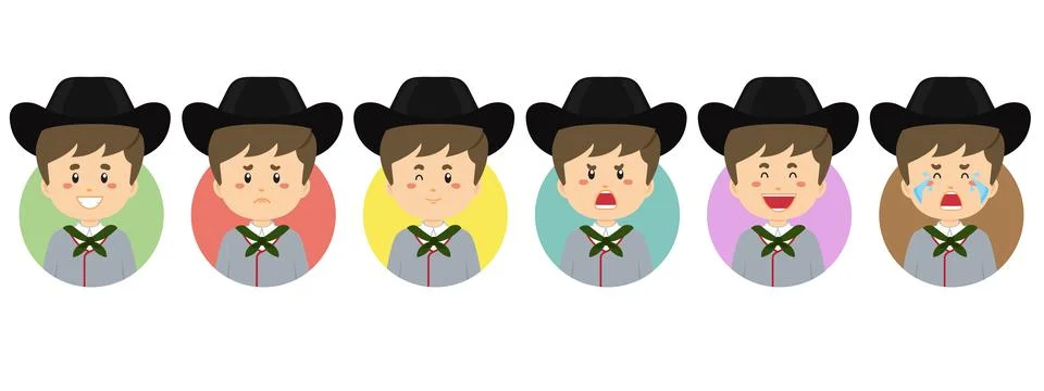 Latvia Avatar with Various Expression Stock Illustration