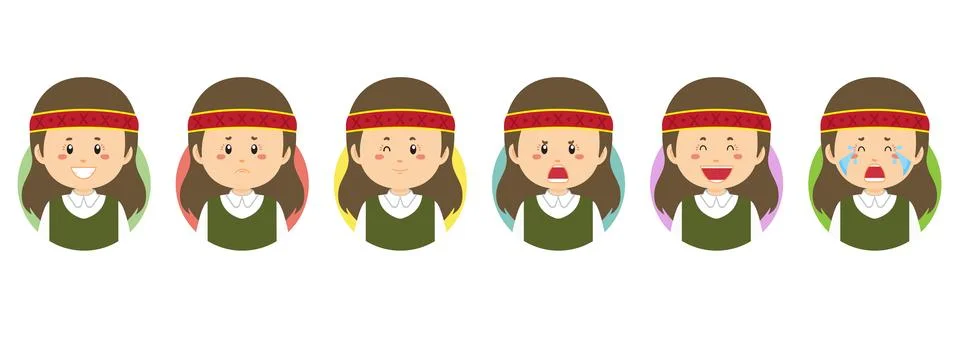 Latvia Avatar with Various Expression Stock Illustration
