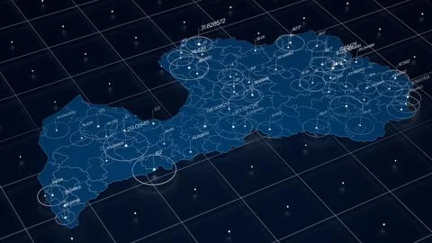 Latvia blue map big data visualization. Futuristic map infographic. Information 스톡 일러스트