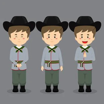 Latvia Character with Various Expression Stock Illustration
