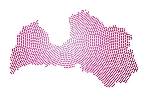 Latvia dotted map. Digital style shape of Latvia. Tech icon of the country .. Stock Illustration