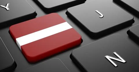 Latvia - Flag on Button of Black Keyboard. Stock Illustration