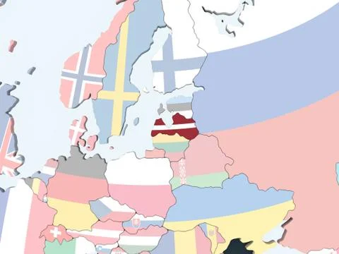 Latvia with flag on globe Illustrazione stock