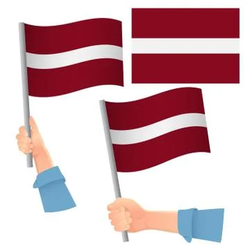 Latvia flag in hand set Stock Illustration