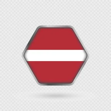 Latvia flag in a hexagon frame. Stock Illustration