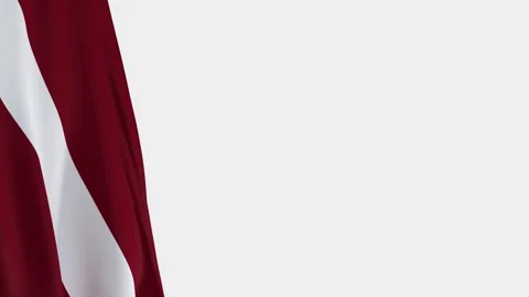 Latvia Flag on Left Side, Waving National Symbol with Copy Space Stock-Footage 336658680