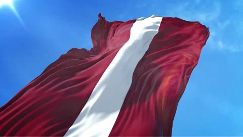 Latvia Flag Low Angle View Stock Footage 295696754