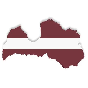 Latvia flag map on white background with clipping path 3d illustration Stock Illustration