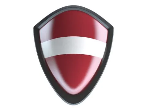 Latvia flag on metal shield isolate on white background. Stock Illustration