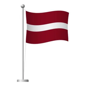 Latvia flag on pole icon Stock Illustration