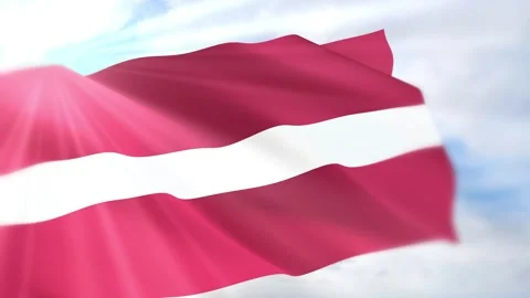 Latvia Flag Seamless Loop 4k 60fps on Sky Background Stock Footage 340626039