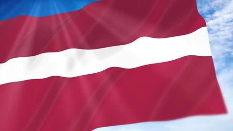 Latvia Flag Seamless Loop 4k 60fps on Sky Background Stock Footage 341674695