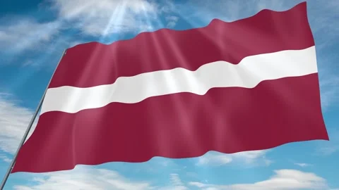 Latvia Flag Seamless Loop 4k 60fps on Sky Background Stock Footage 341759171