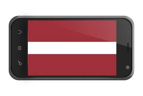 Latvia flag on smartphone screen isolated Stock Illustration