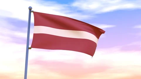 Latvia Flag waving in the high wind Stock Footage 154711372