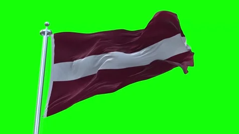 Latvia Flag Waving in Loopable and Textured green screen background Stock Footage 296876881