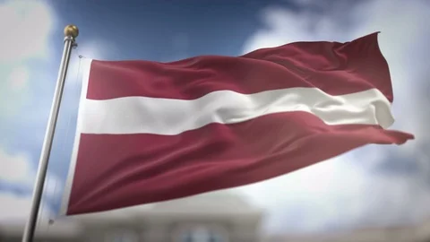Latvia Flag Waving Slow Motion 3D Rendering Blue Sky Background - Seamless .. Stock Footage 75353963