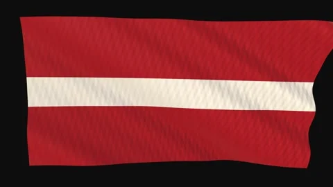 Latvia flag waving in the wind on a black background Video stock 343210766