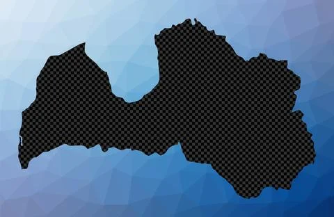 Latvia geometric map. Stencil shape of Latvia in low poly style. Modern cou.. イラスト素材