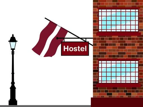 Latvia Hostels Vector Illustration Stock Illustration