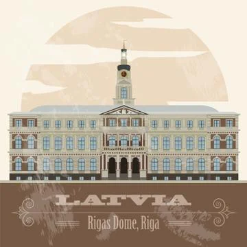Latvia landmarks. Retro styled image Stock Illustration