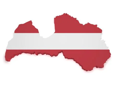 Latvia map 3d shape Stock Illustration