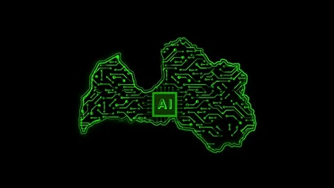 Latvia Map AI Chipset Technology Opener Vídeo Stock 337056103