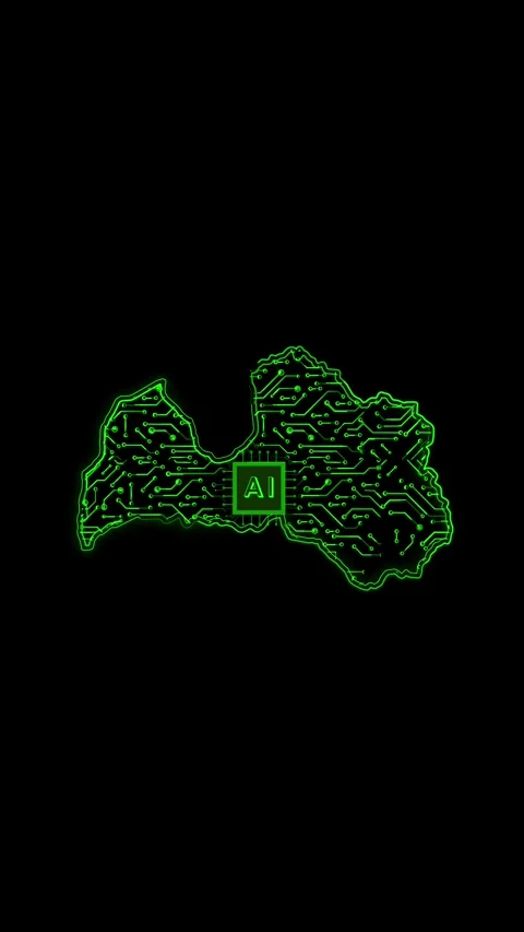 Latvia Map AI Chipset Technology Opener Video stock 337171942