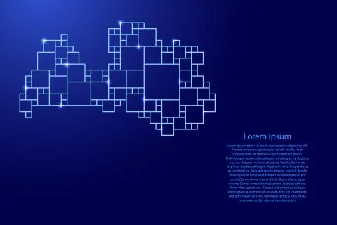 Latvia map from blue pattern from a grid of squares Illustrazione stock