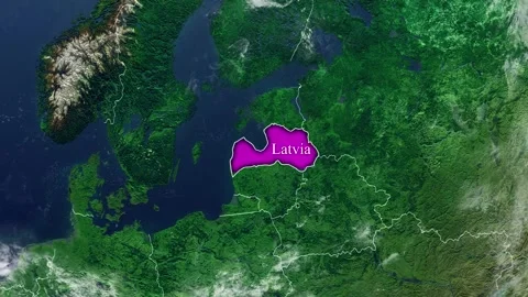 LATVIA Map With Borders Stock Footage 318676186