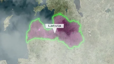 Latvia Map - Clouds Effect Video stock 267445790