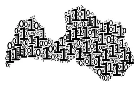 Latvia Map Collage of Binary Digits イラスト素材