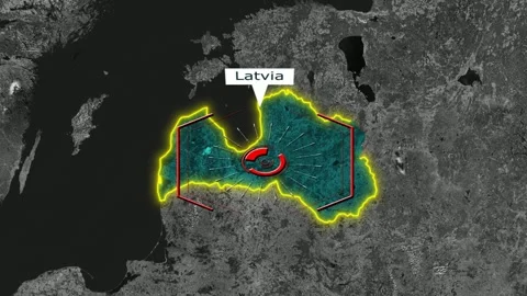 Latvia Map - Cyber Attack Video stock 268706146