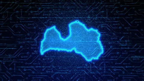 Latvia Map Digital Technology Opener Stockbeeldmateriaal 335081477