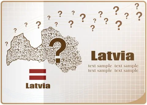 Latvia map flag made from question mark. Stock Illustration