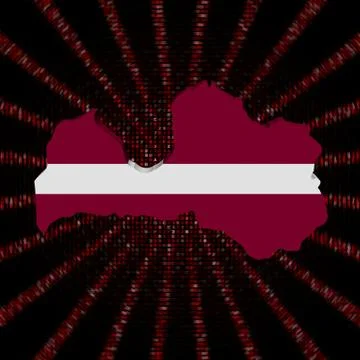 Latvia map flag on red hex code burst illustration Stock Illustration