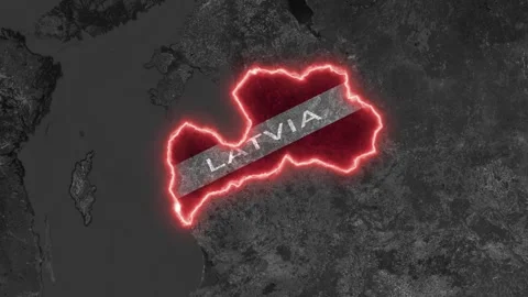 Latvia Map Highlight with Glowing Red Border Stock-Footage 341560866