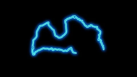 Latvia Map Outline Neon Lights Stock Footage 332849941