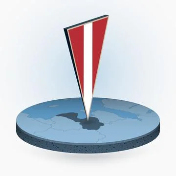 Latvia map in round isometric style with triangular 3D flag of Latvia Illustrazione stock
