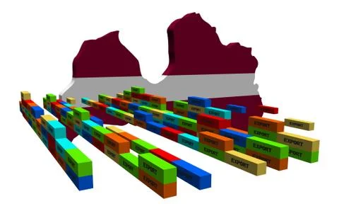 Latvia map with stacks of export containers illustration Stock Illustration