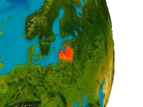 Latvia on model of planet Earth Illustrazione stock