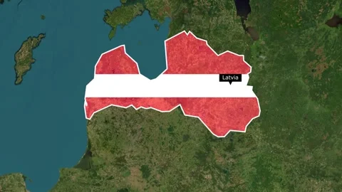 Latvia new map with flag Stock Footage 294085208