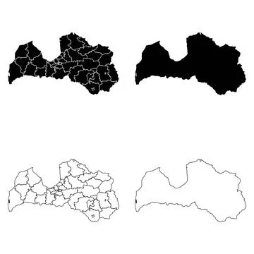 Latvia Outline and Solid Fill Map Set. 스톡 일러스트